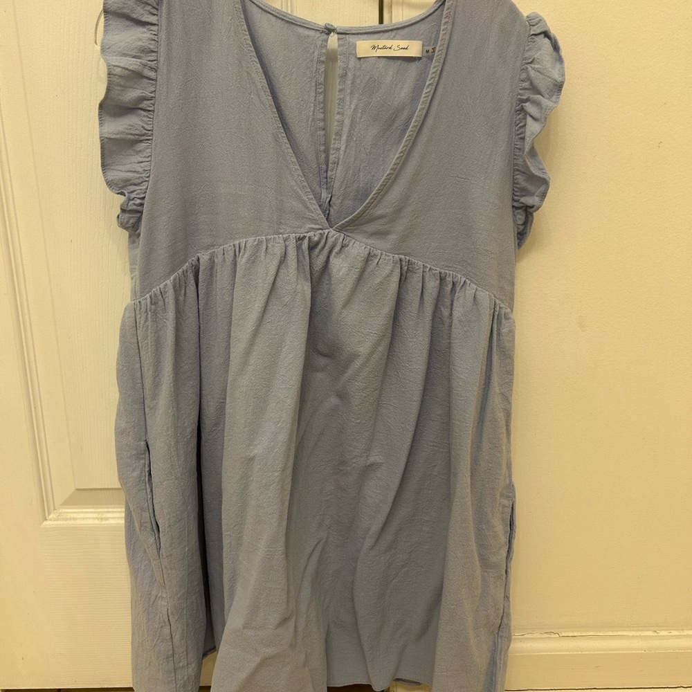 Light Blue Ruffled Women's Dress/Romper